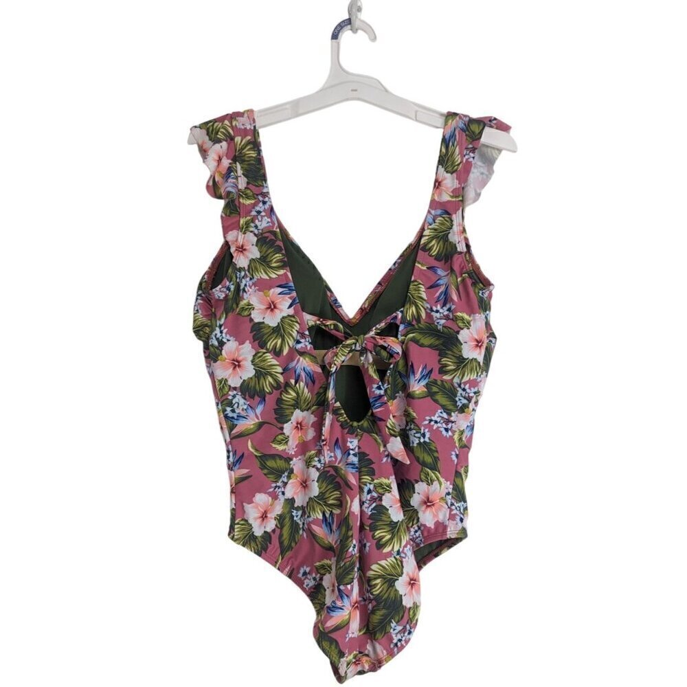 Beach Betty Swimsuit Rose Pink Floral One Piece Women's Size XL -NEW - Picture 3 of 9